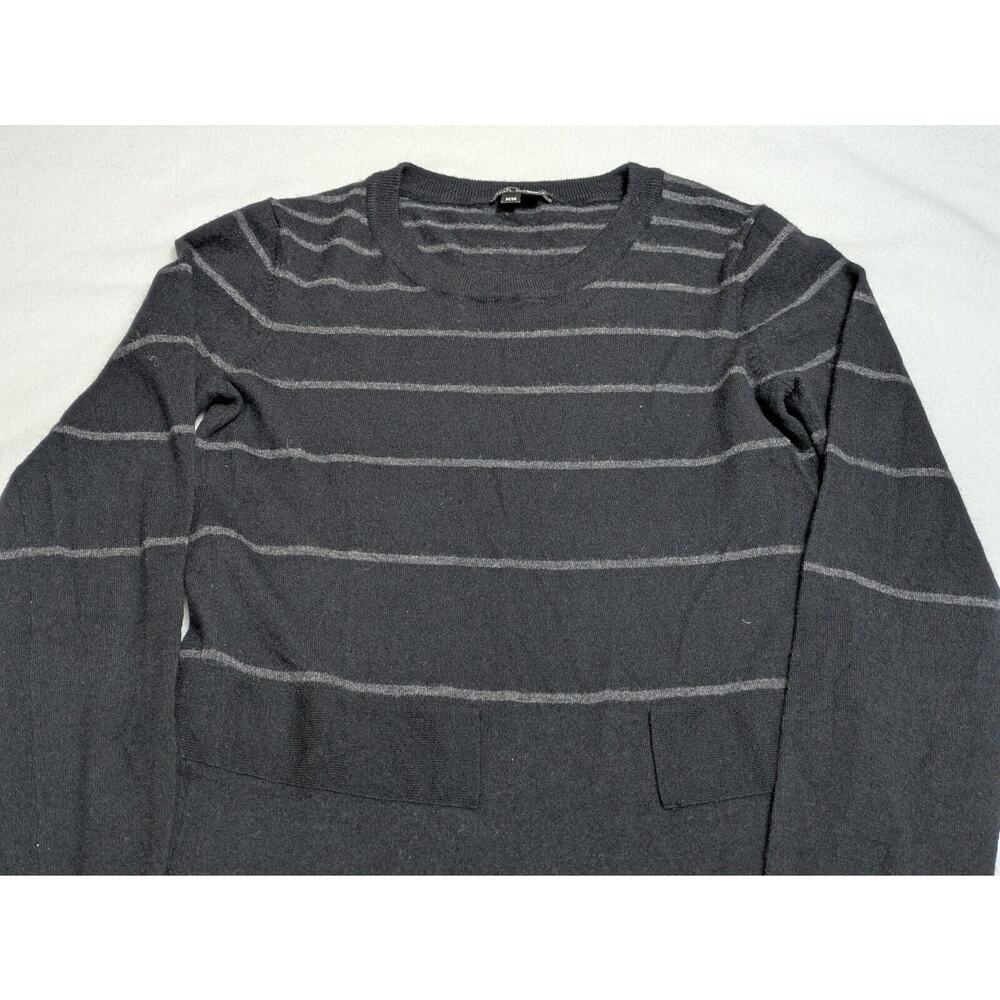 Theory Dress Wool Striped Black Gray Striped‎ Stretch Medium Mini Long Sleeve - Picture 2 of 8